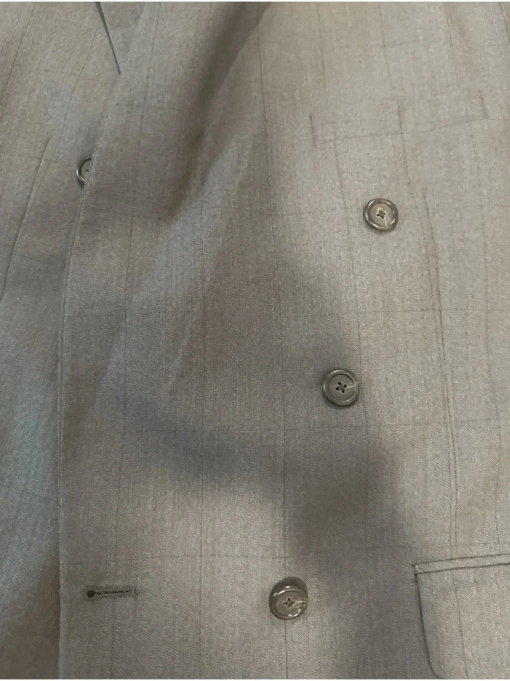 Burberrys' Mens Suit Blazer Sz 40R? 100% Wool Doublebreasted Textured Gray Plaid
